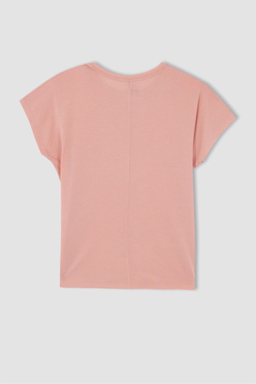 WOMAN Light Rose Short Sleeve Butterfly Print T-Shirt