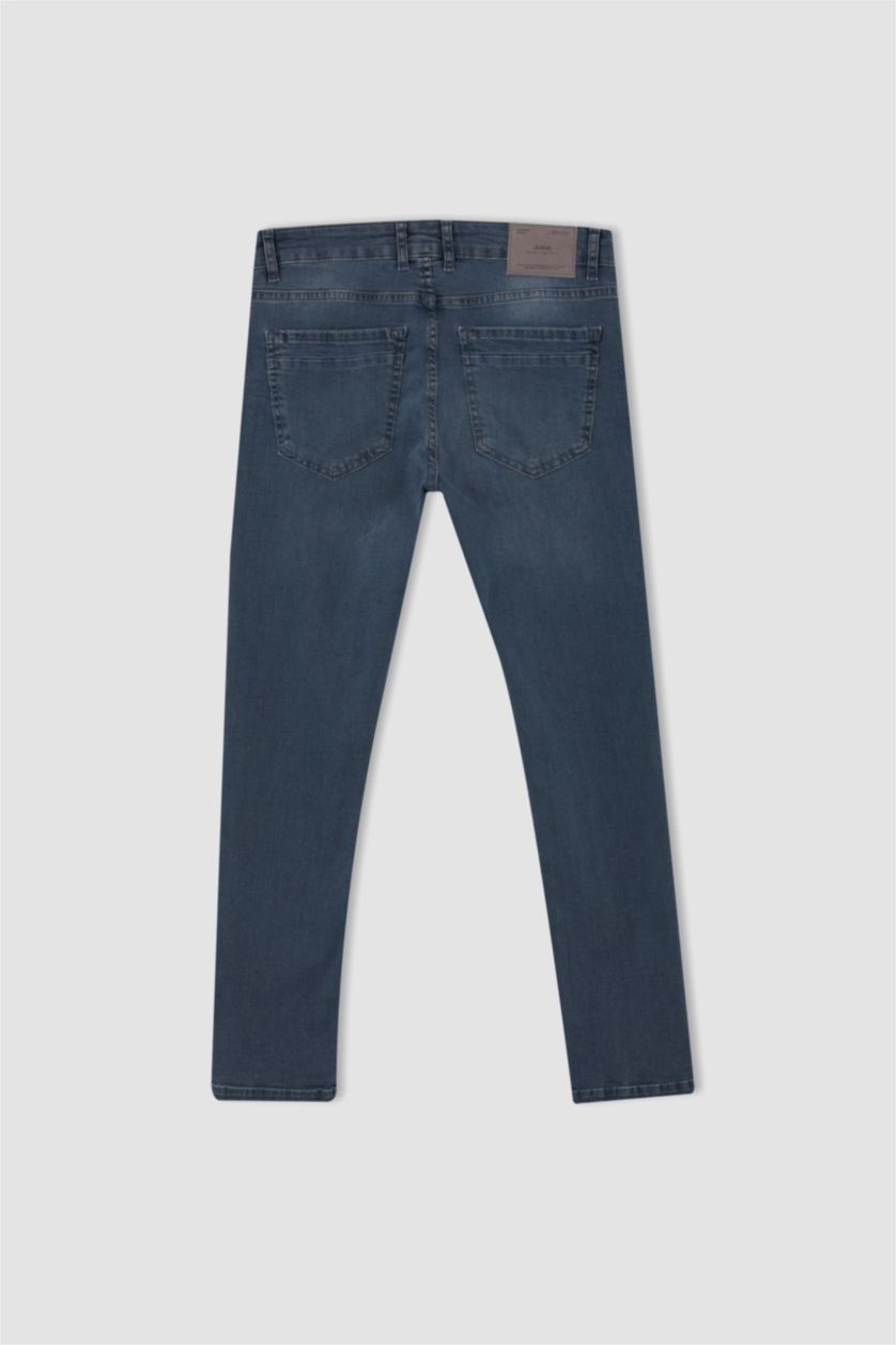 Erkek Mavi Gri Carlo Skinny Fit Ekstra Dar Kalıp Normal Bel Ekstra Dar Paça Jean Pantolon