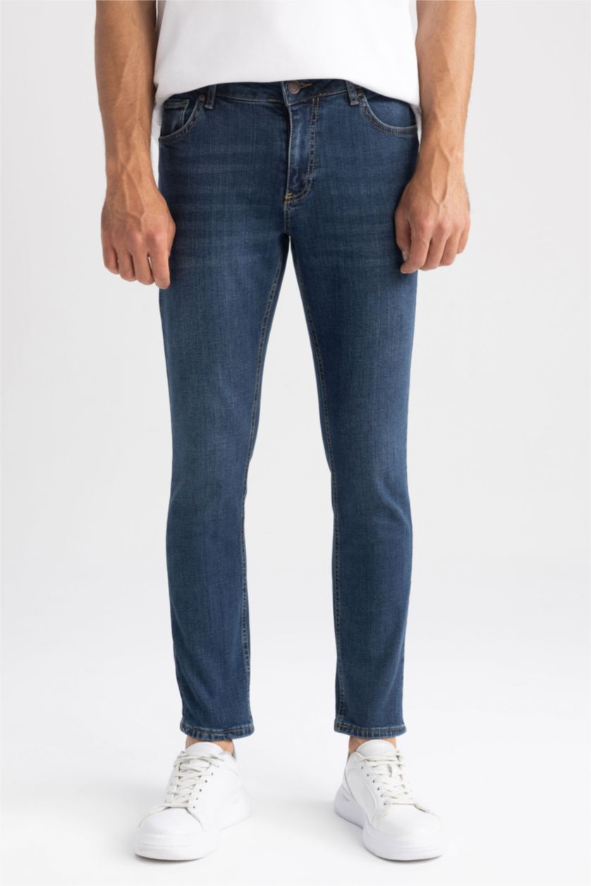 HOMME Bleu Foncé Pantalon Jean PEDRO - Coupe slim en jean Ourlet étroit