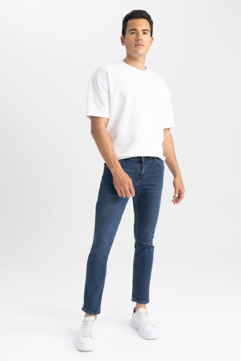 HOMME Bleu Foncé Pantalon Jean PEDRO - Coupe slim en jean Ourlet étroit