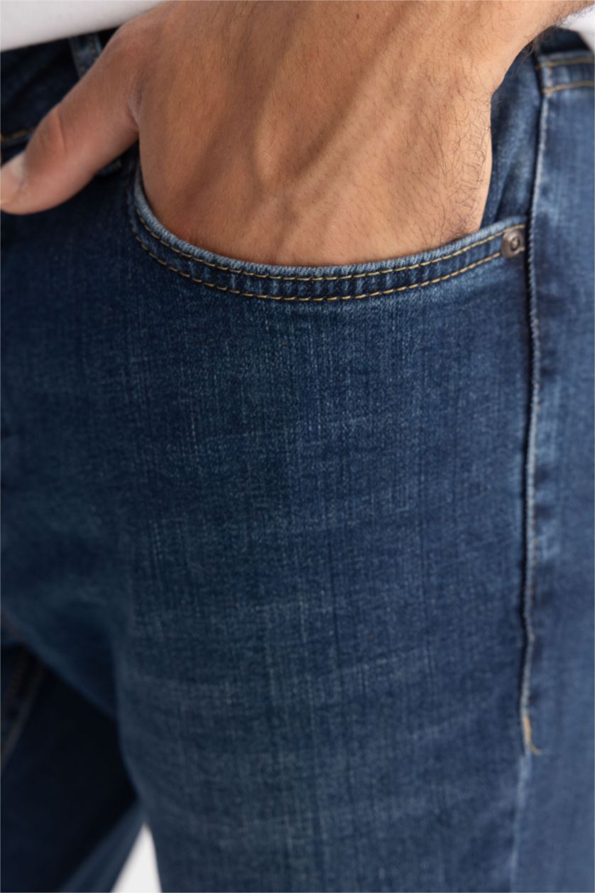 HOMME Bleu Foncé Pantalon Jean PEDRO - Coupe slim en jean Ourlet étroit