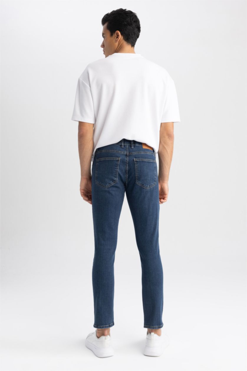 HOMME Bleu Foncé Pantalon Jean PEDRO - Coupe slim en jean Ourlet étroit