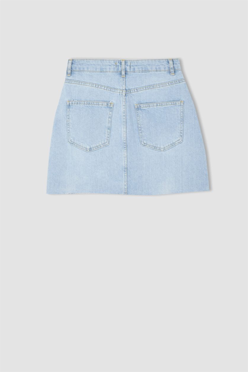 FEMME BLEU Clair Jupe Jean Destruction