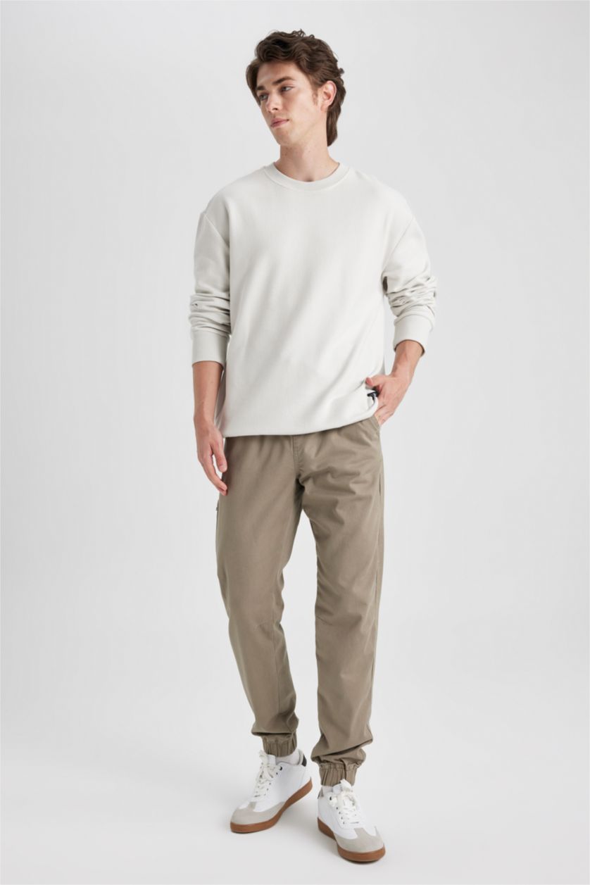 رجالي اللون الحجري بنطلون سليم فيت