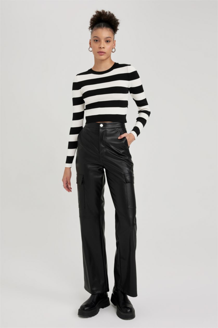 WOMAN Black Slim Fit Crew Neck Knitwear Pullover