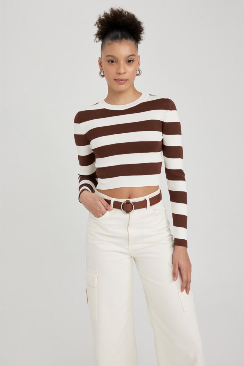 FEMME Marron Pull Tricot Col rond