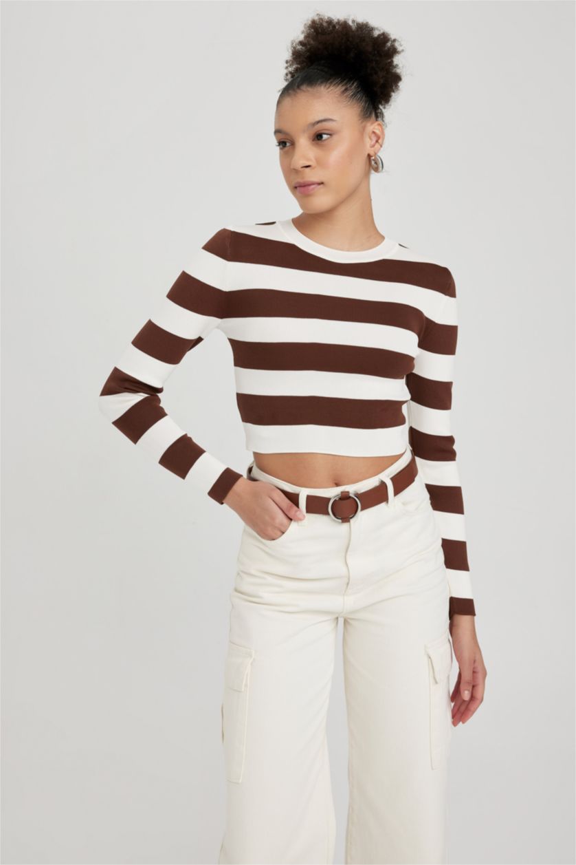 FEMME Marron Pull Tricot Col rond