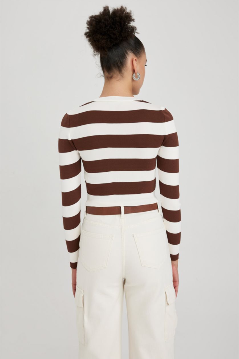 FEMME Marron Pull Tricot Col rond