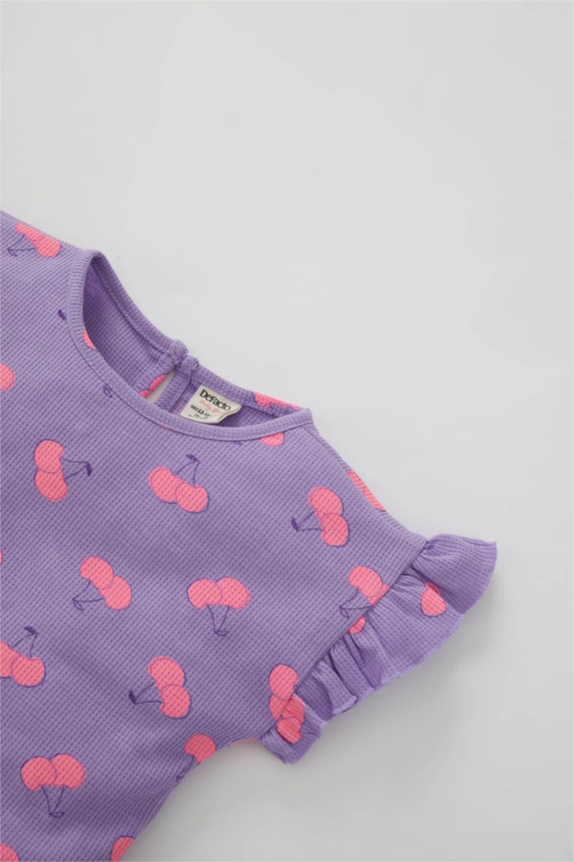 BÉBÉ FILLE Violet Ensemble short et t-shirt à manches courtes et à motif cerises pour bébé fille