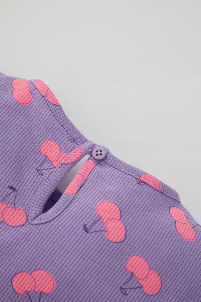 BÉBÉ FILLE Violet Ensemble short et t-shirt à manches courtes et à motif cerises pour bébé fille