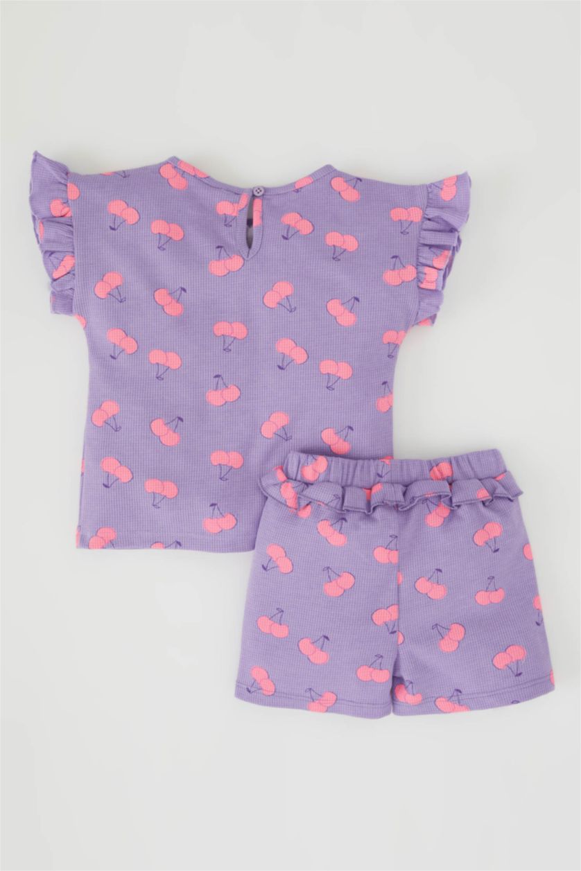 BÉBÉ FILLE Violet Ensemble short et t-shirt à manches courtes et à motif cerises pour bébé fille