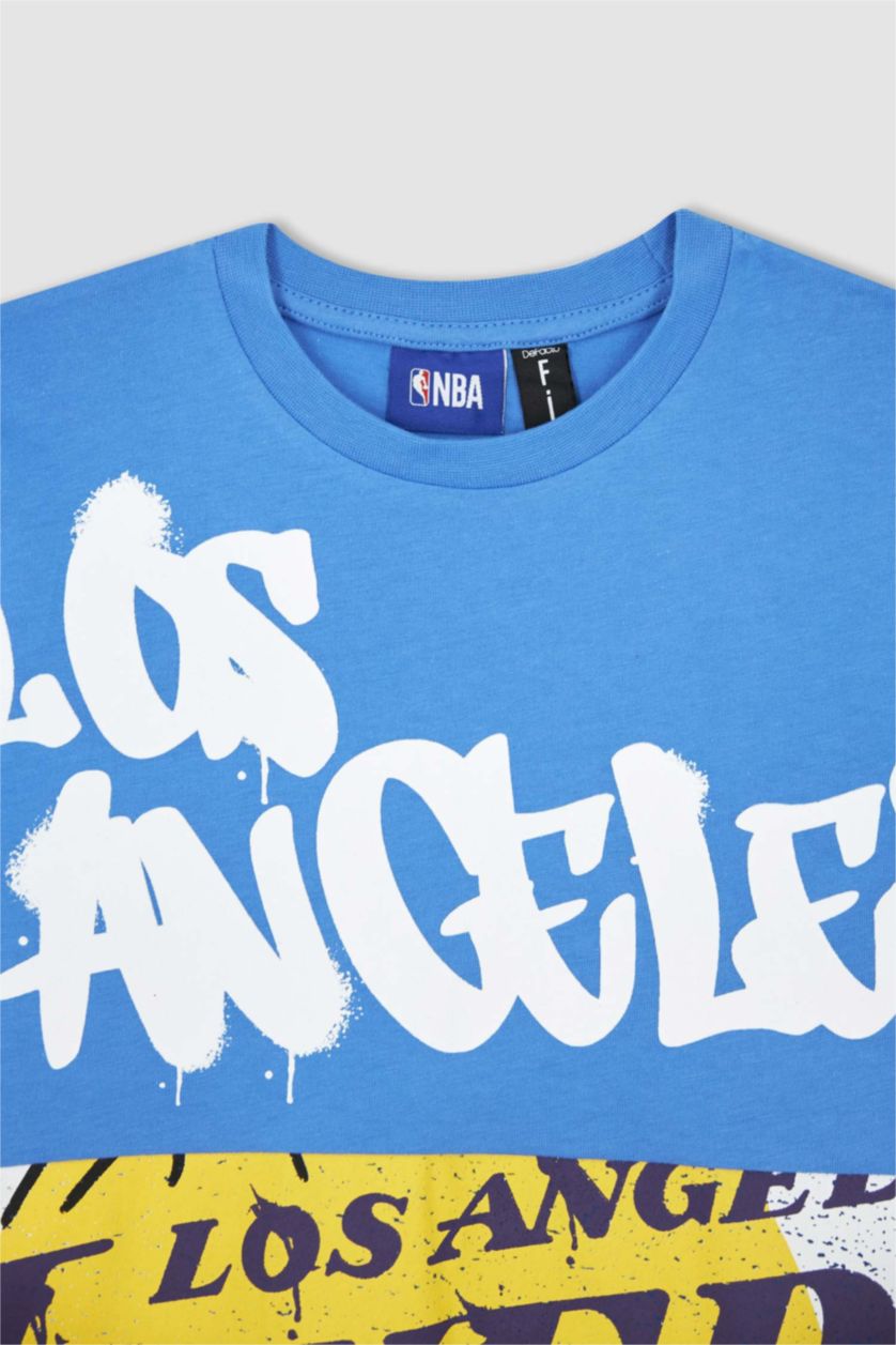 GARÇONS Bleu Clair T-shirt NBA Los Angeles Lakers à col ras de cou manches courtes pour garçon