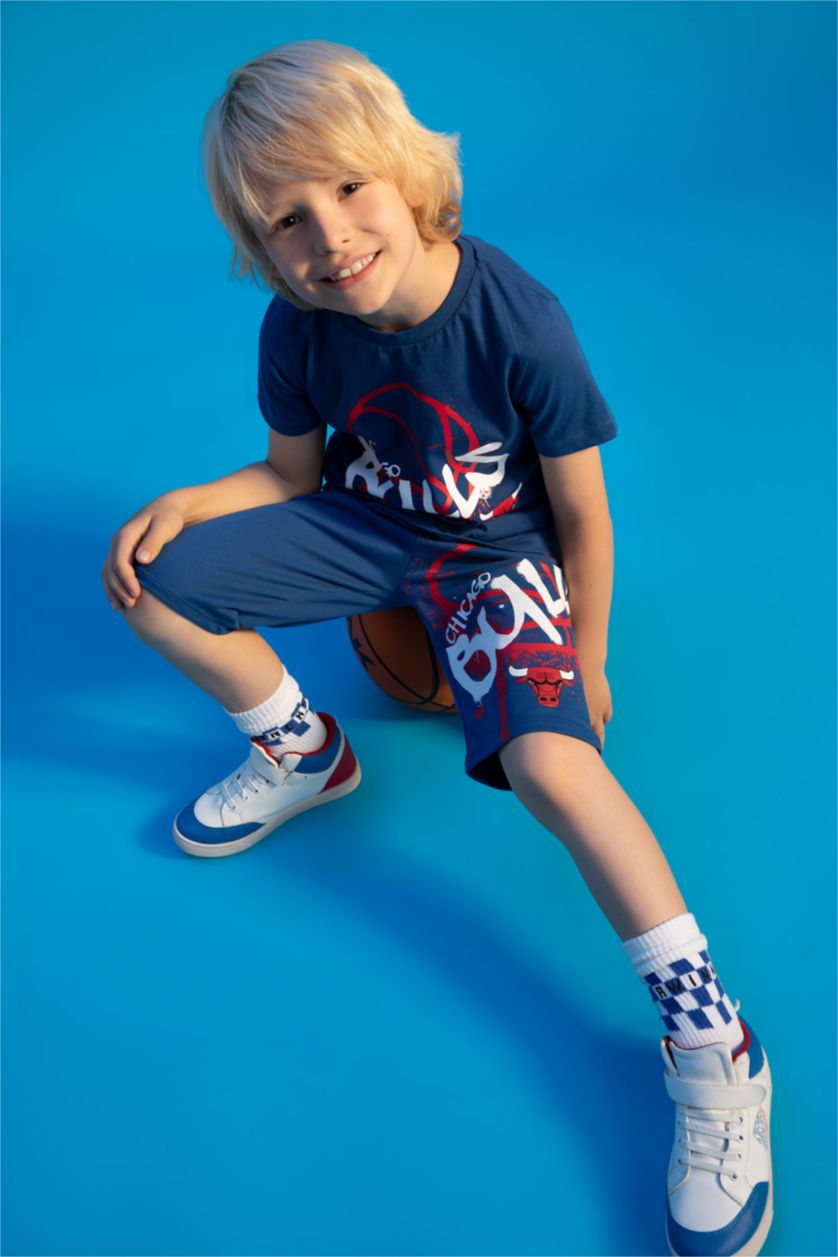 Erkek Çocuk - Genç Erkek Koyu Mavi Erkek Çocuk NBA Chicago Bulls Regular Fit Normal Bel Şort