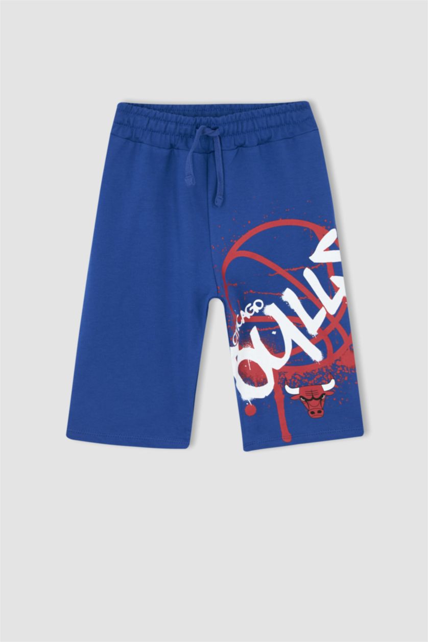 Erkek Çocuk - Genç Erkek Koyu Mavi Erkek Çocuk NBA Chicago Bulls Regular Fit Normal Bel Şort