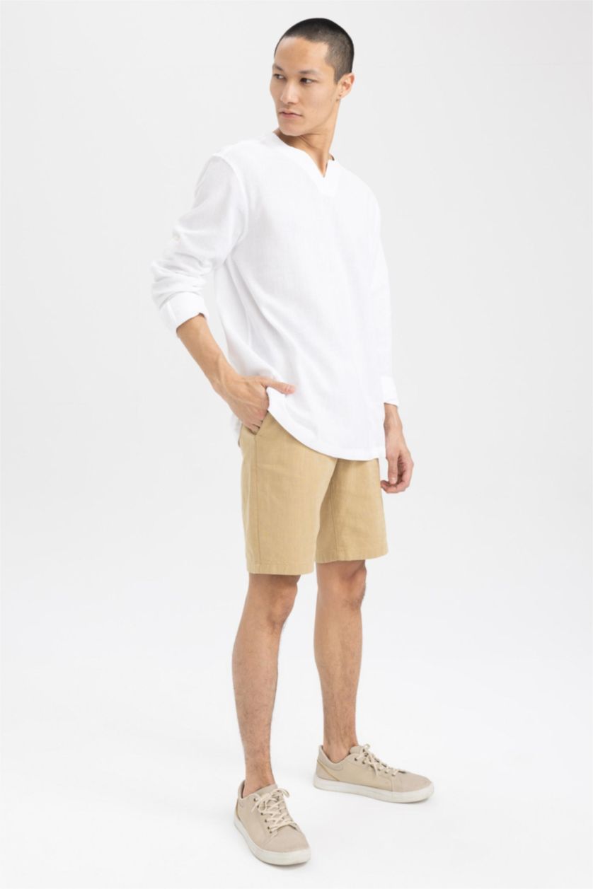 HOMME Blanc Chemises à manches longues Coupe Régulière Col En V