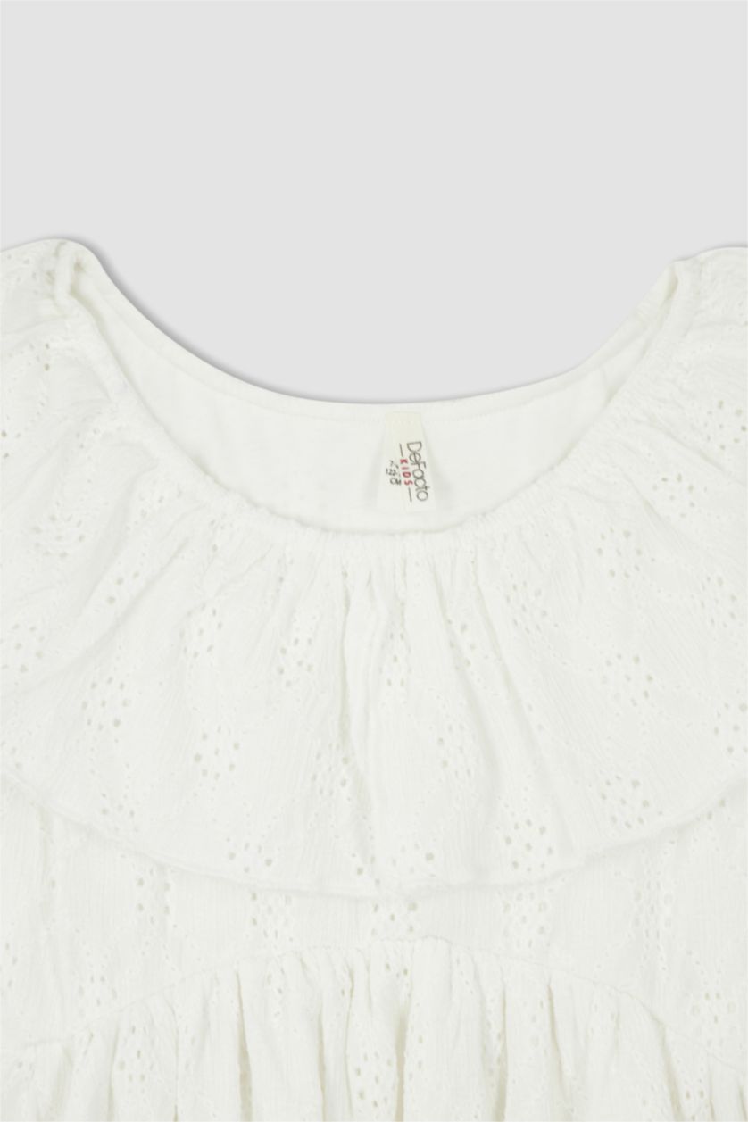 FILLES Blanc Robe En Tricot Manche Courte