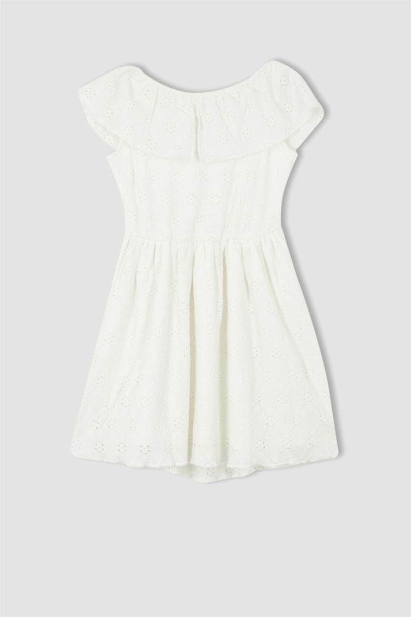 FILLES Blanc Robe En Tricot Manche Courte
