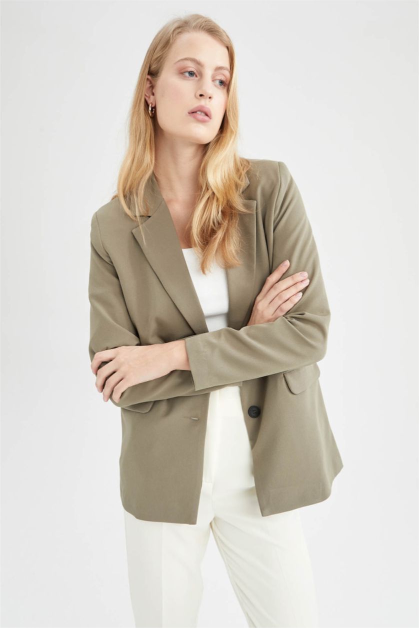 Kadın Koyu Yeşil Loose Fit Blazer Ceket