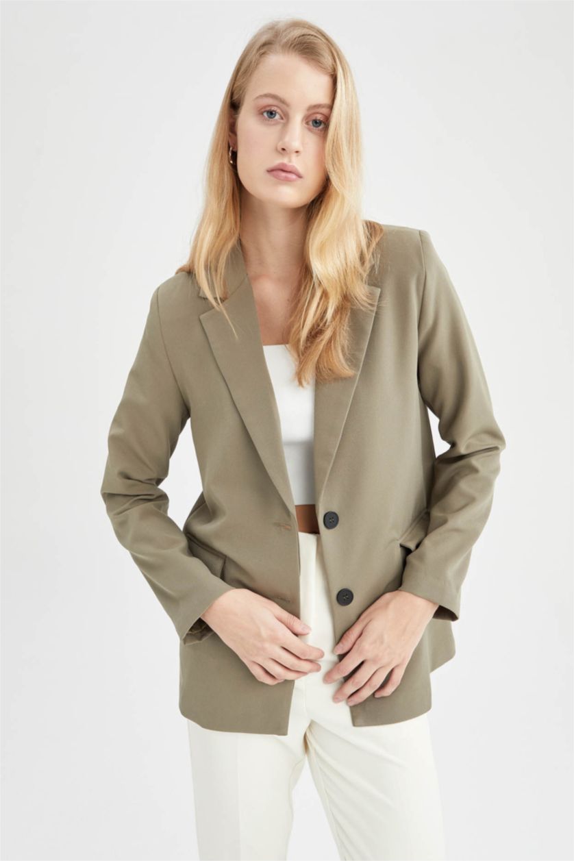 Kadın Koyu Yeşil Loose Fit Blazer Ceket