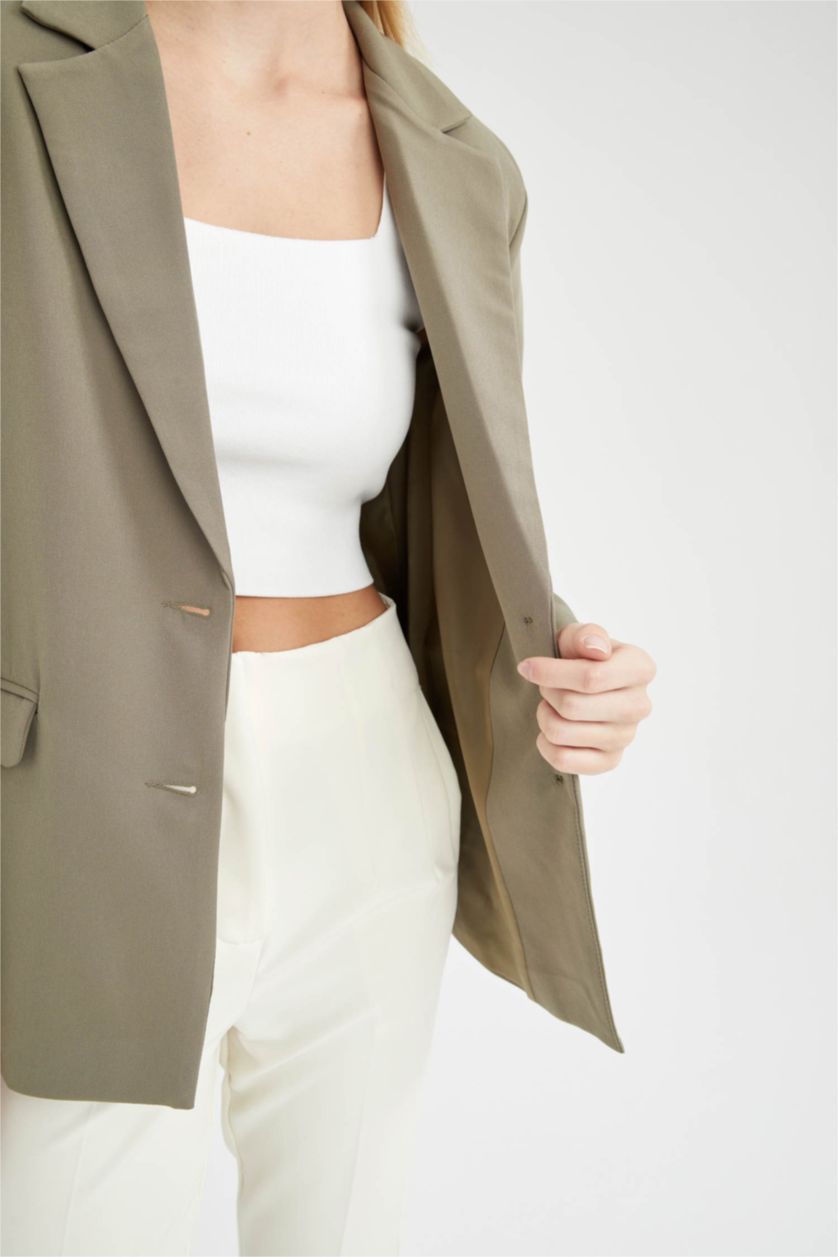 Kadın Koyu Yeşil Loose Fit Blazer Ceket