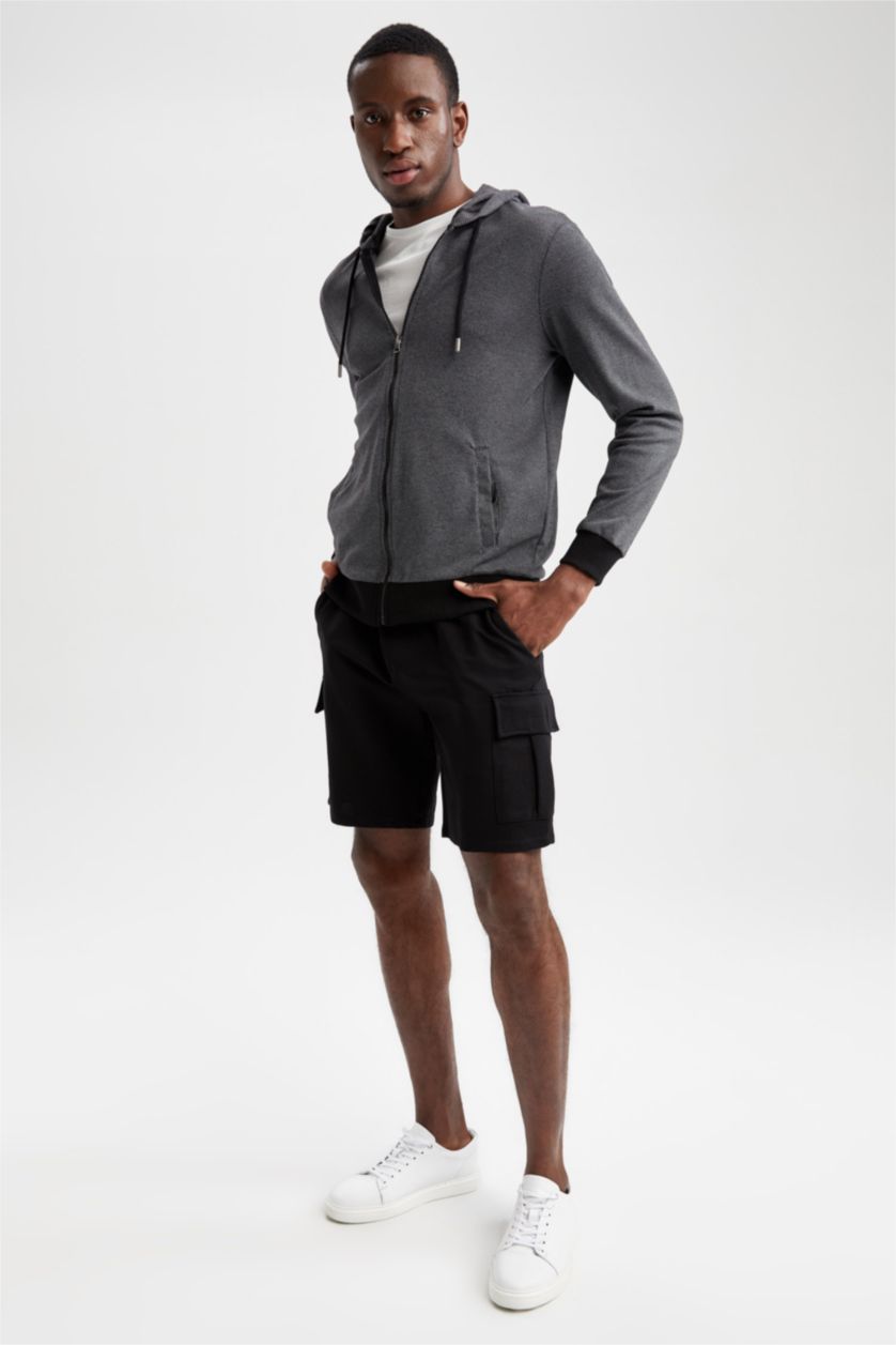 HOMME Noir Short à poche cargo coupe classique