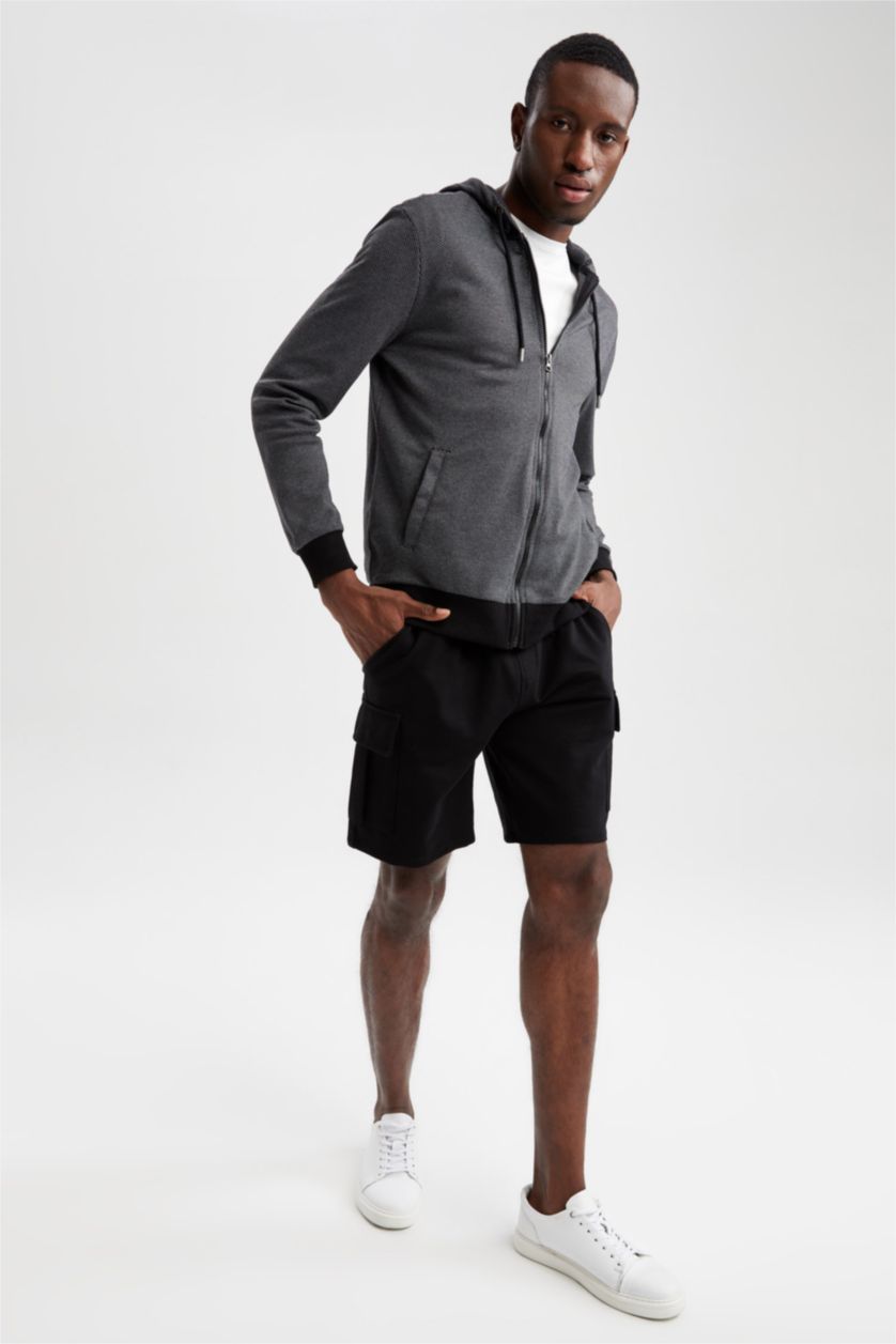 HOMME Noir Short à poche cargo coupe classique