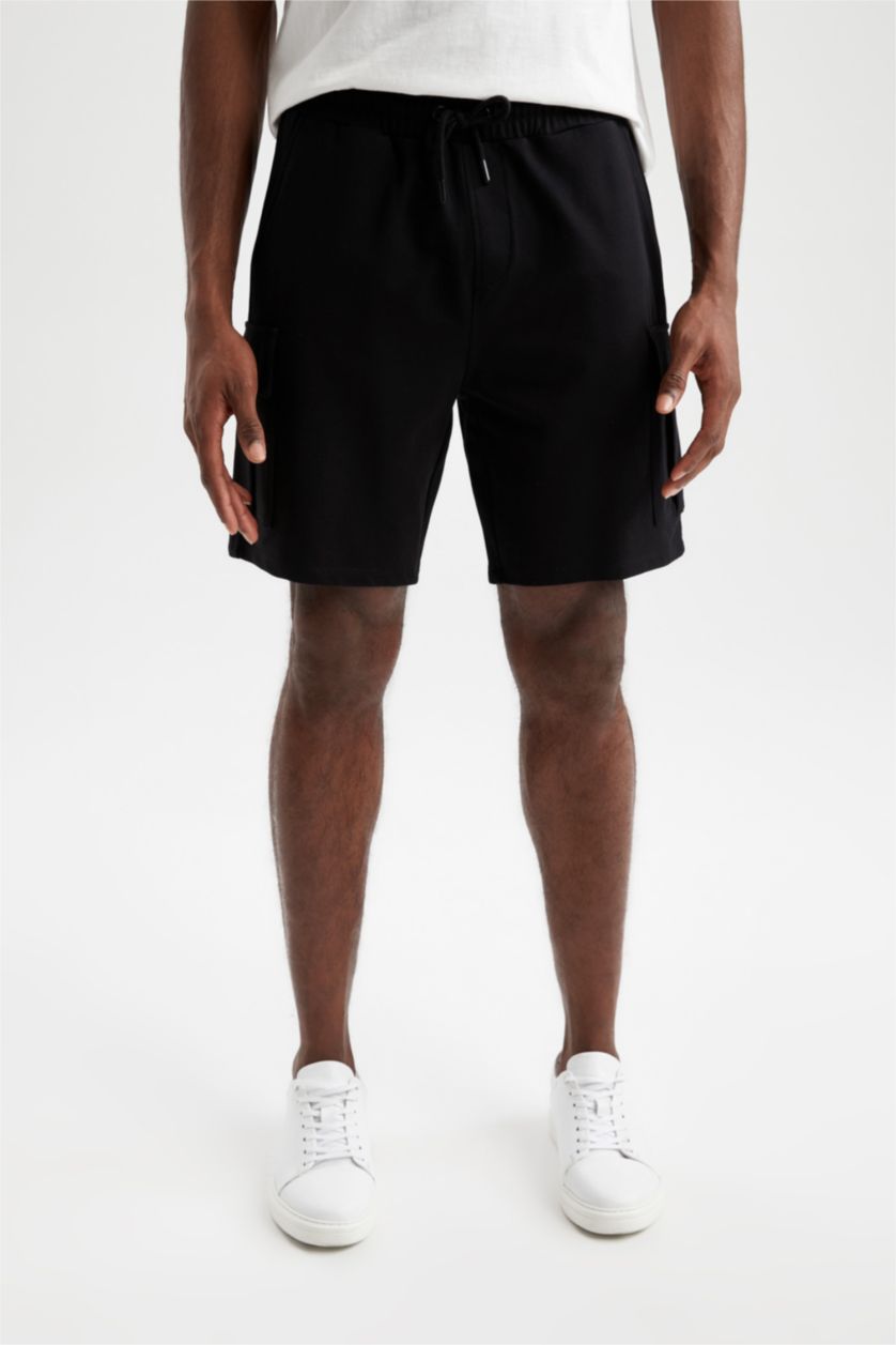 HOMME Noir Short à poche cargo coupe classique