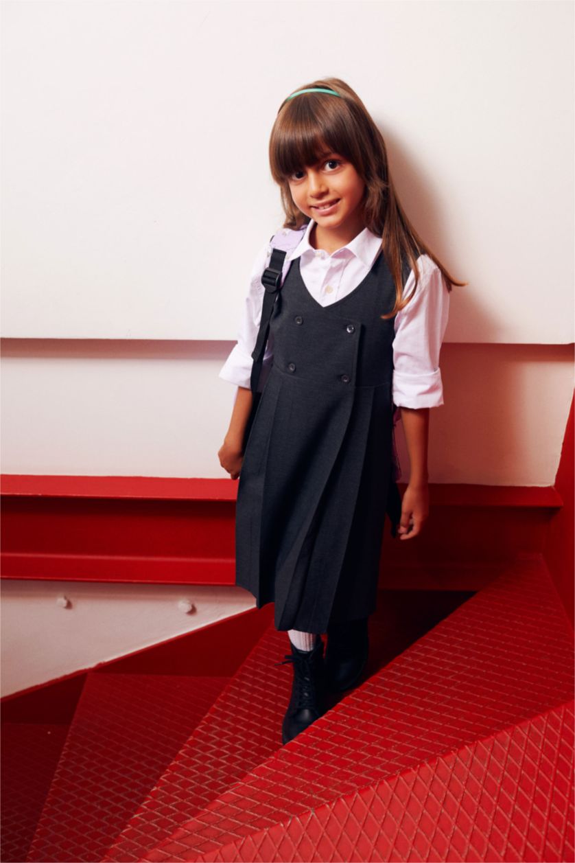 GIRLS & TEENS Anthracite Melange A Cut Sleeveless Woven Dress