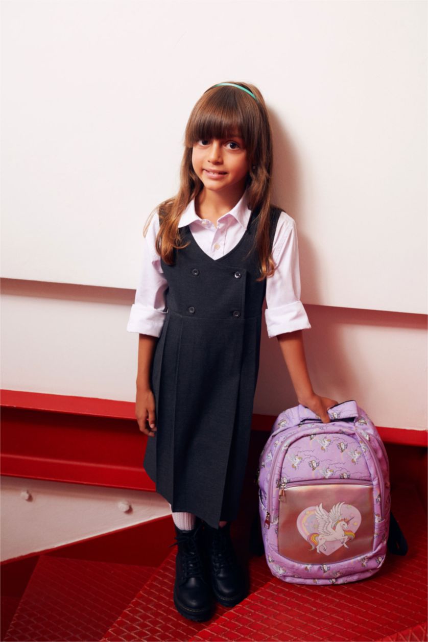 GIRLS & TEENS Anthracite Melange A Cut Sleeveless Woven Dress