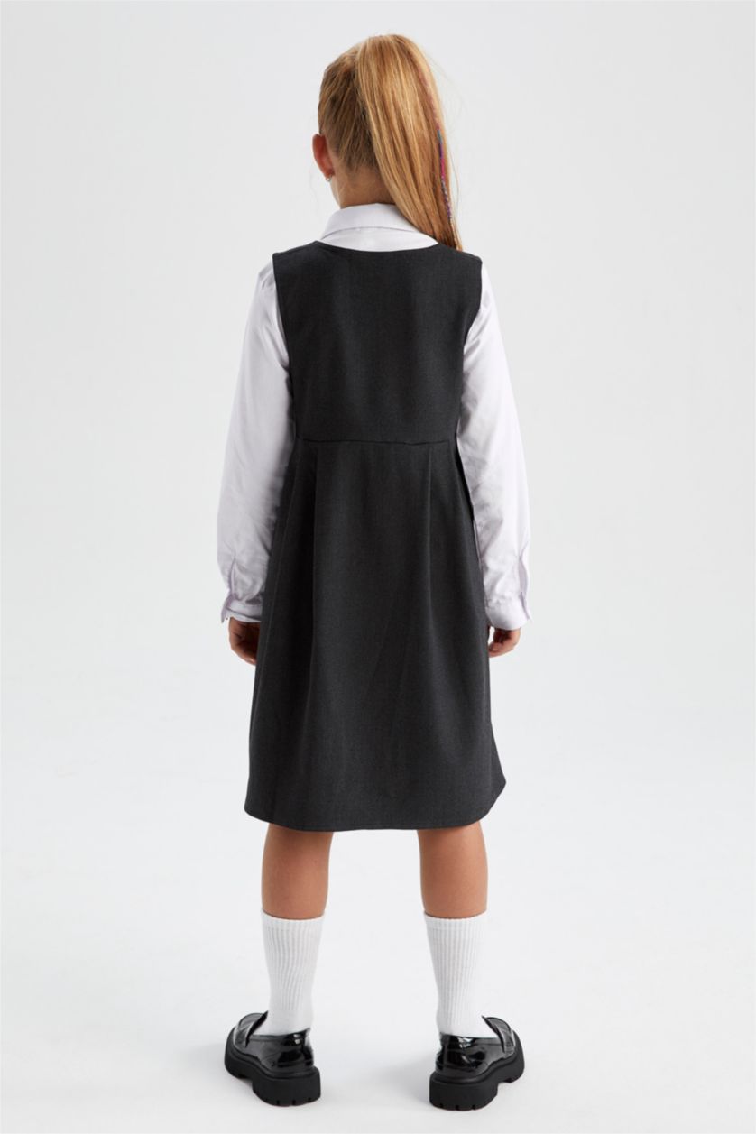 GIRLS & TEENS Anthracite Melange A Cut Sleeveless Woven Dress