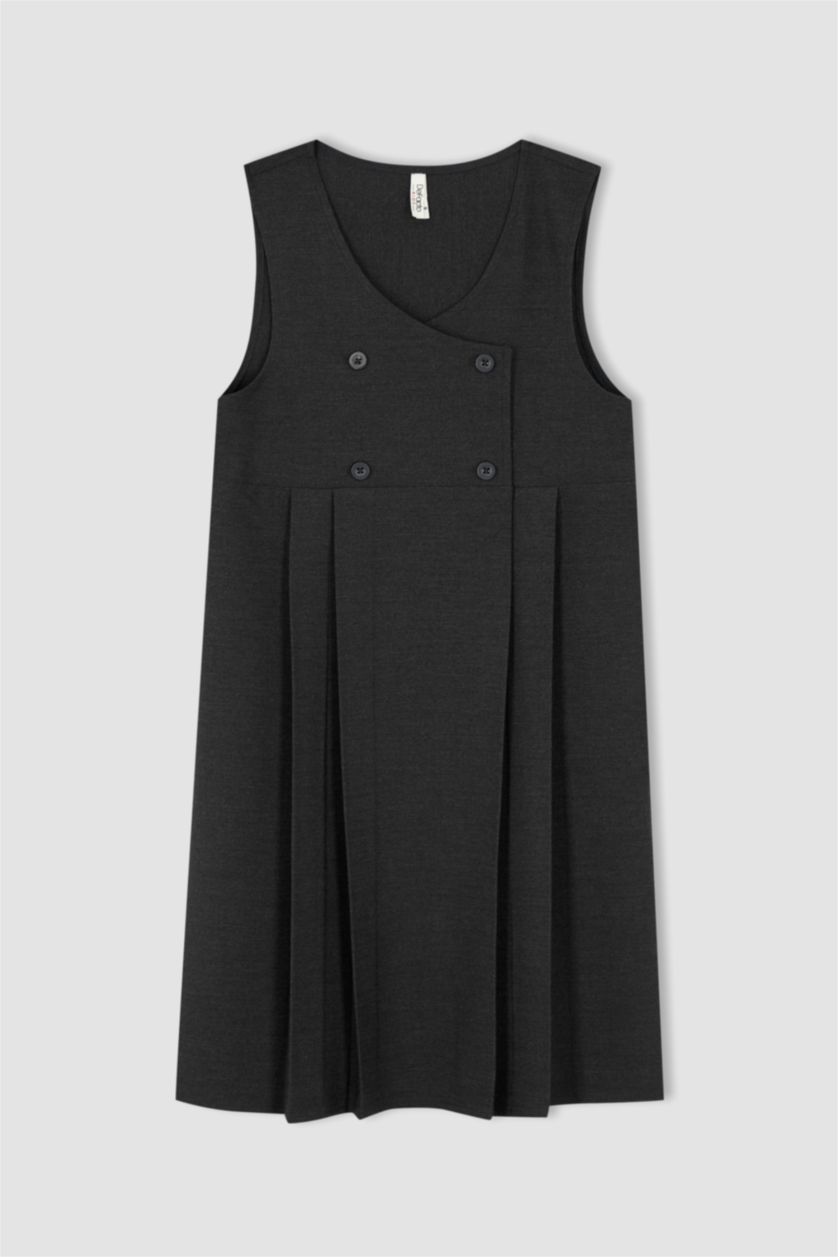 GIRLS & TEENS Anthracite Melange A Cut Sleeveless Woven Dress
