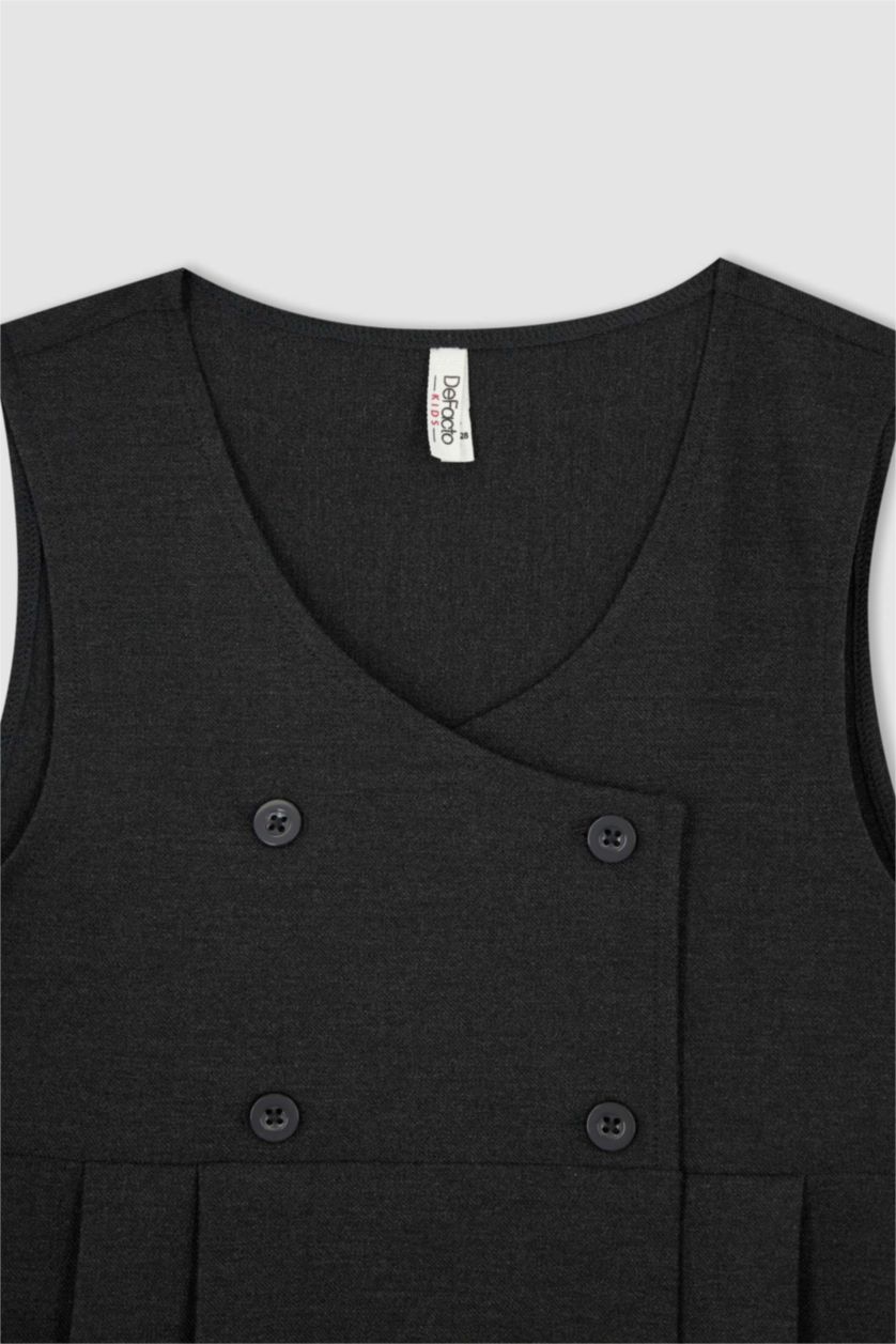 GIRLS & TEENS Anthracite Melange A Cut Sleeveless Woven Dress