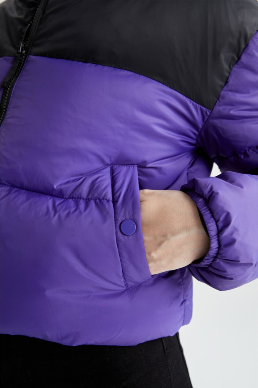 حريمي بنفسجي جاكيت بامب ملون قصة عادية ووتر بروف