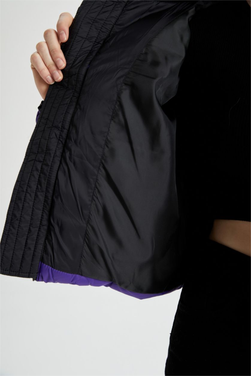 حريمي بنفسجي جاكيت بامب ملون قصة عادية ووتر بروف