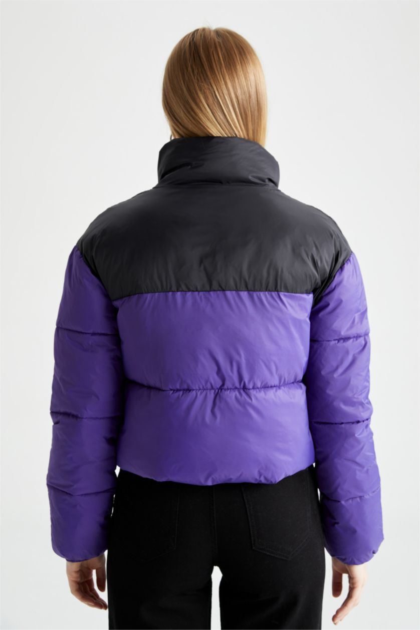 حريمي بنفسجي جاكيت بامب ملون قصة عادية ووتر بروف