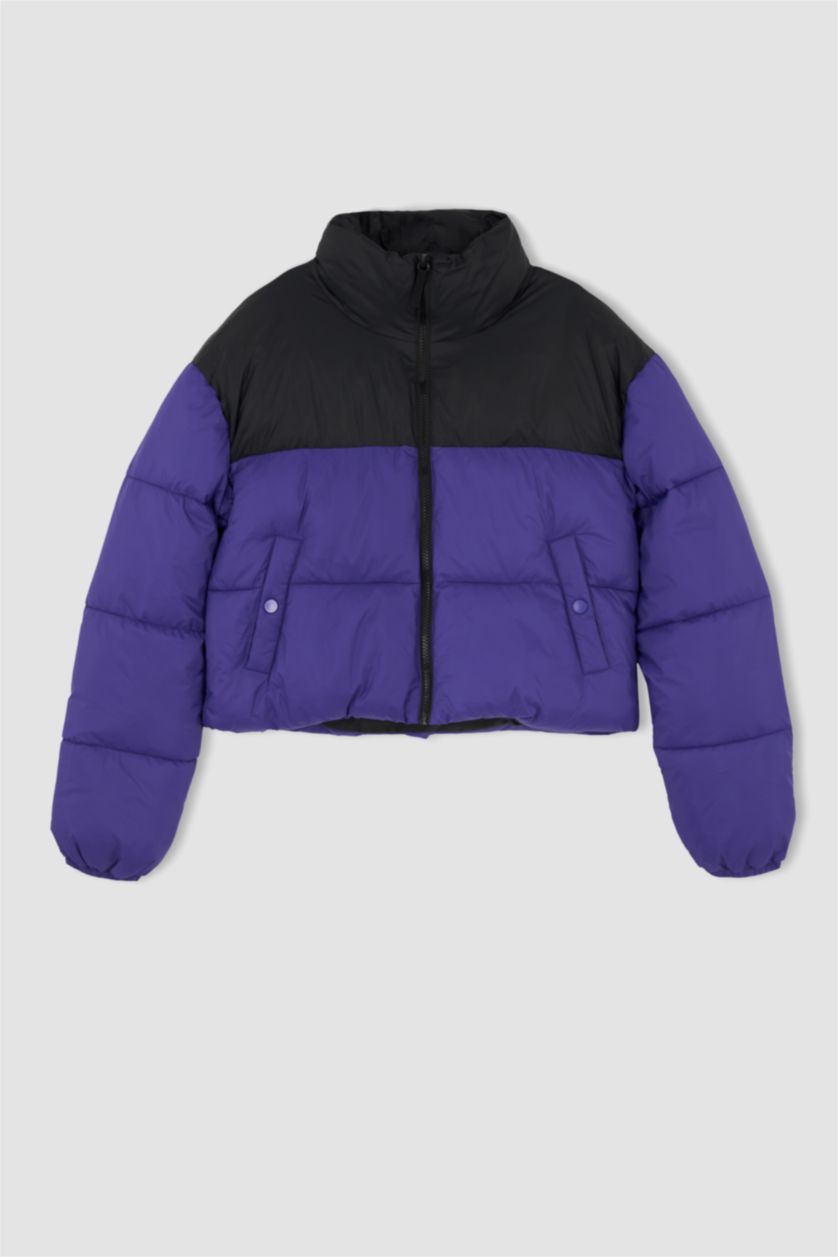 حريمي بنفسجي جاكيت بامب ملون قصة عادية ووتر بروف