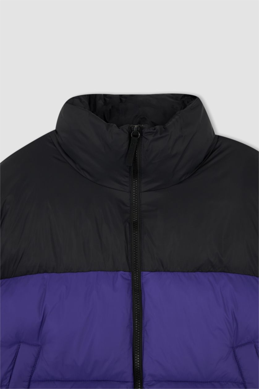 حريمي بنفسجي جاكيت بامب ملون قصة عادية ووتر بروف