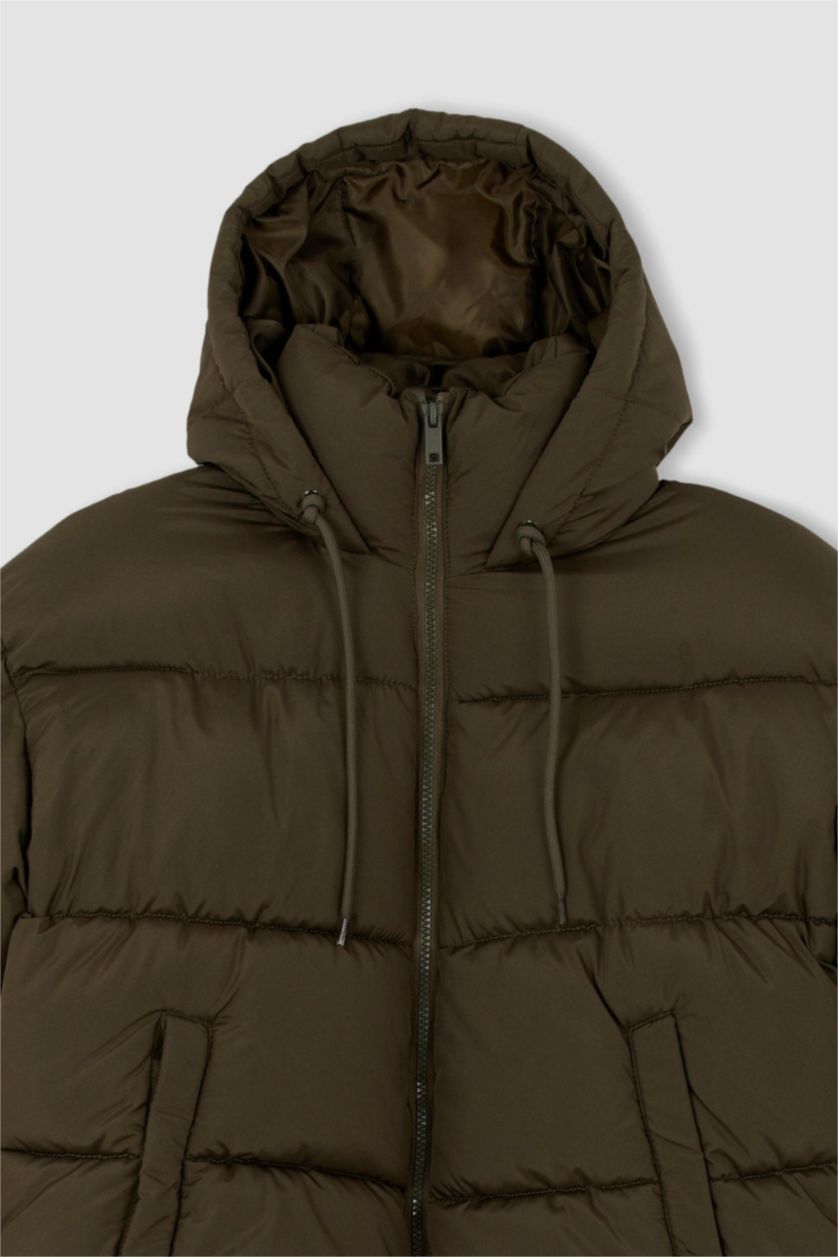 نساء كاكي جاكيت دودون قصة عادية بغطاء للرأس