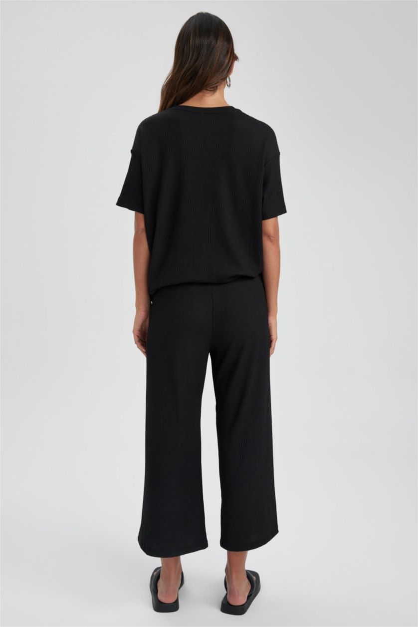 FEMME Noir Pantalon large à coupe régulière