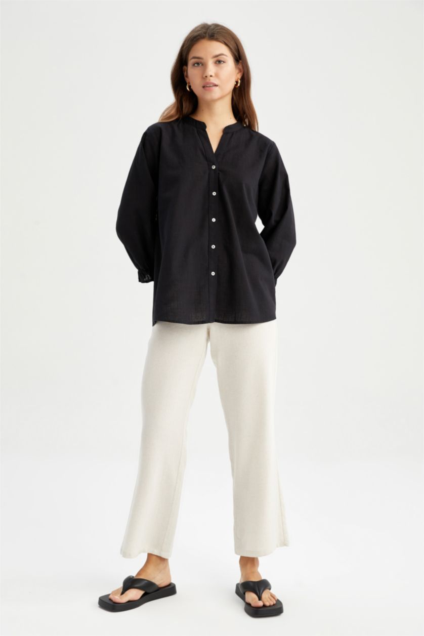 FEMME Noir Chemises à manches longues Col arrondi