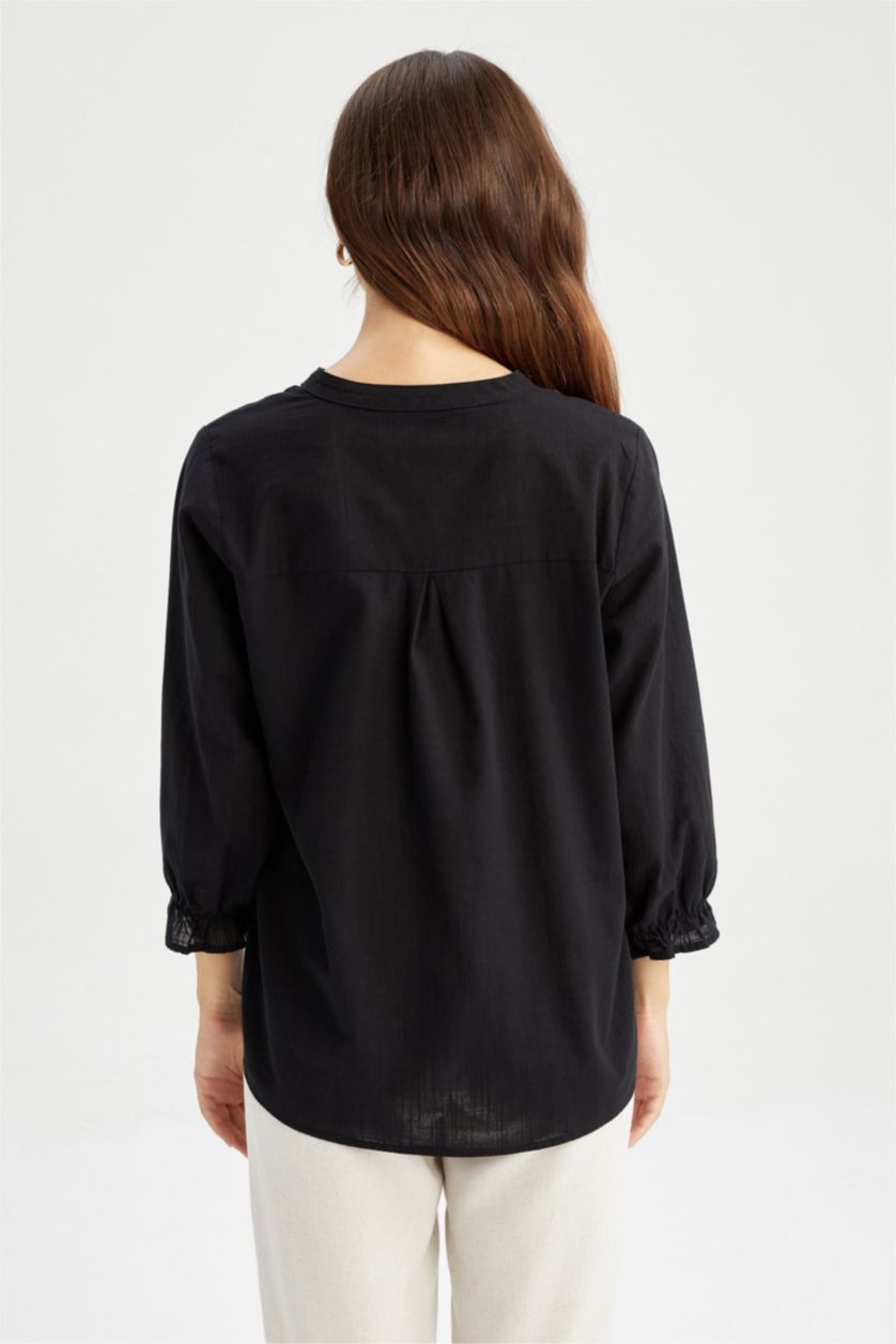 FEMME Noir Chemises à manches longues Col arrondi