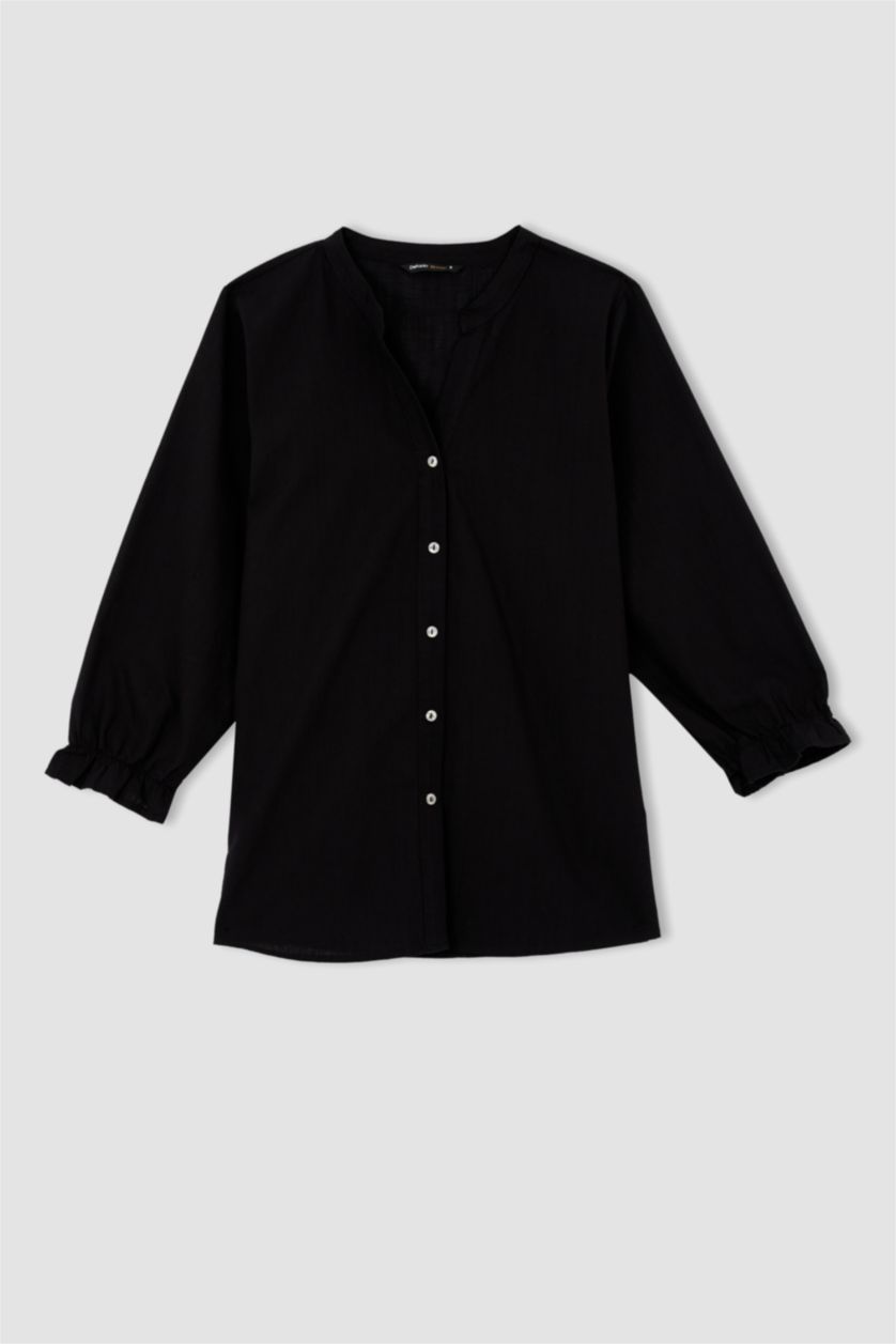 FEMME Noir Chemises à manches longues Col arrondi