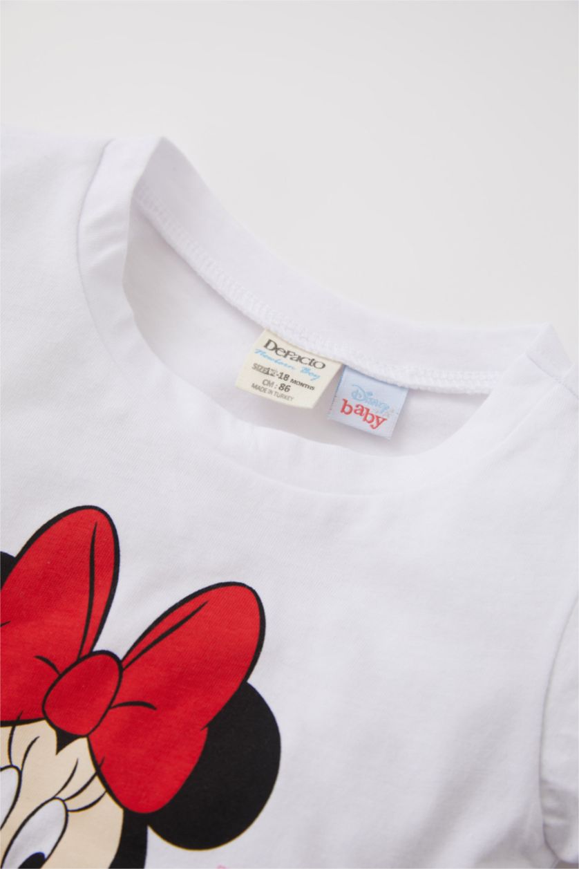 BÉBÉ FILLE Blanc Ensemble de pyjama short à manches courtes en coton sous licence Disney Mickey et Minnie pour bébé fille