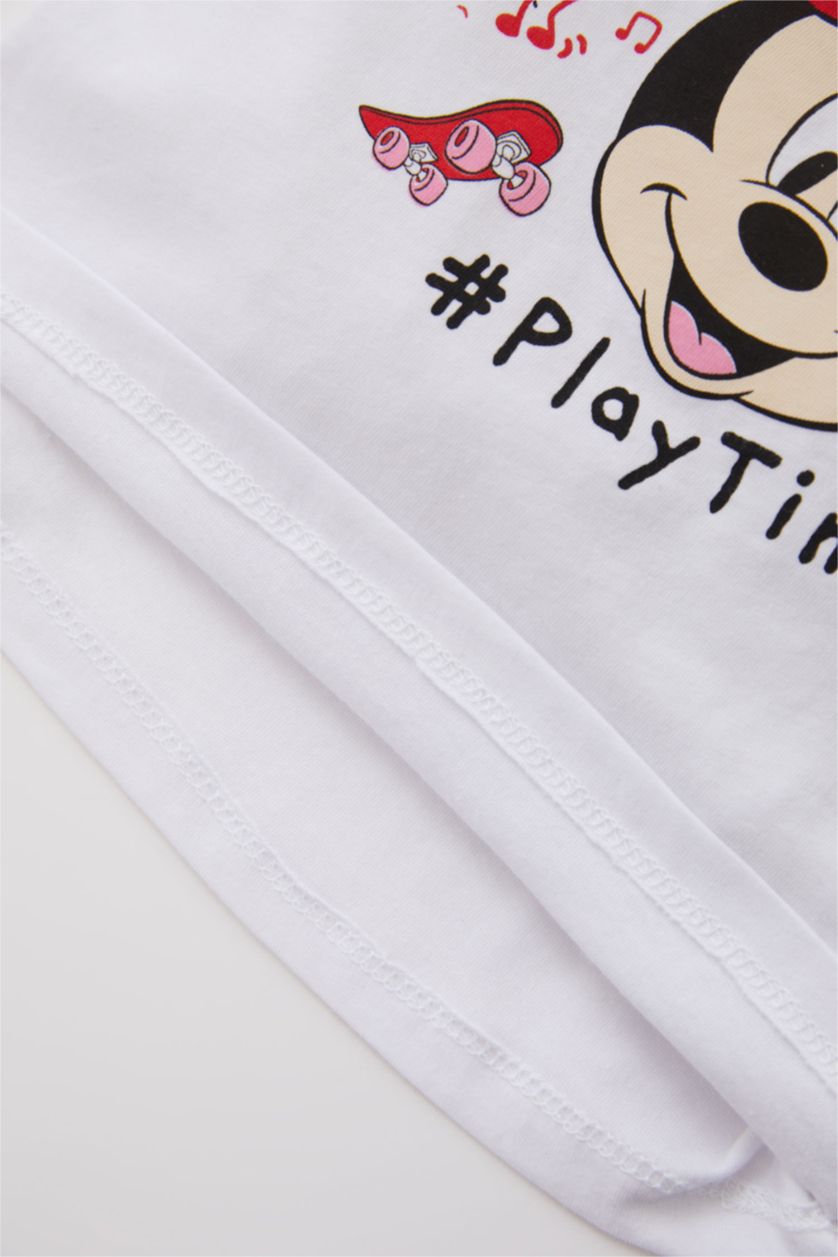 BÉBÉ FILLE Blanc Ensemble de pyjama short à manches courtes en coton sous licence Disney Mickey et Minnie pour bébé fille