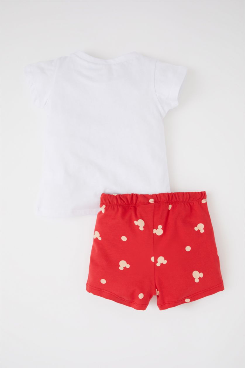 BÉBÉ FILLE Blanc Ensemble de pyjama short à manches courtes en coton sous licence Disney Mickey et Minnie pour bébé fille