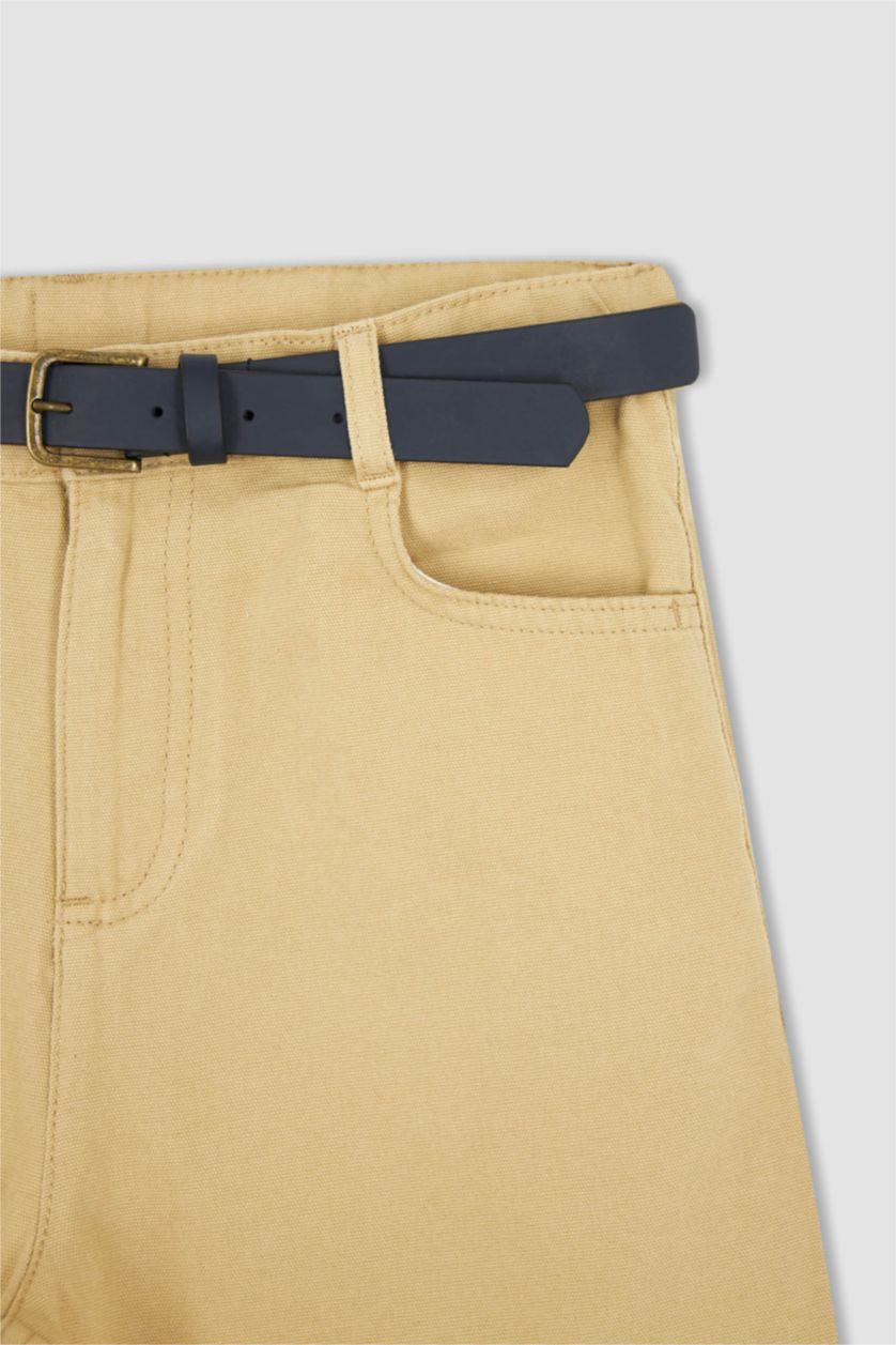 Мальчики и подростки Бежевый Шорты бермуды с ремнем для мальчиков