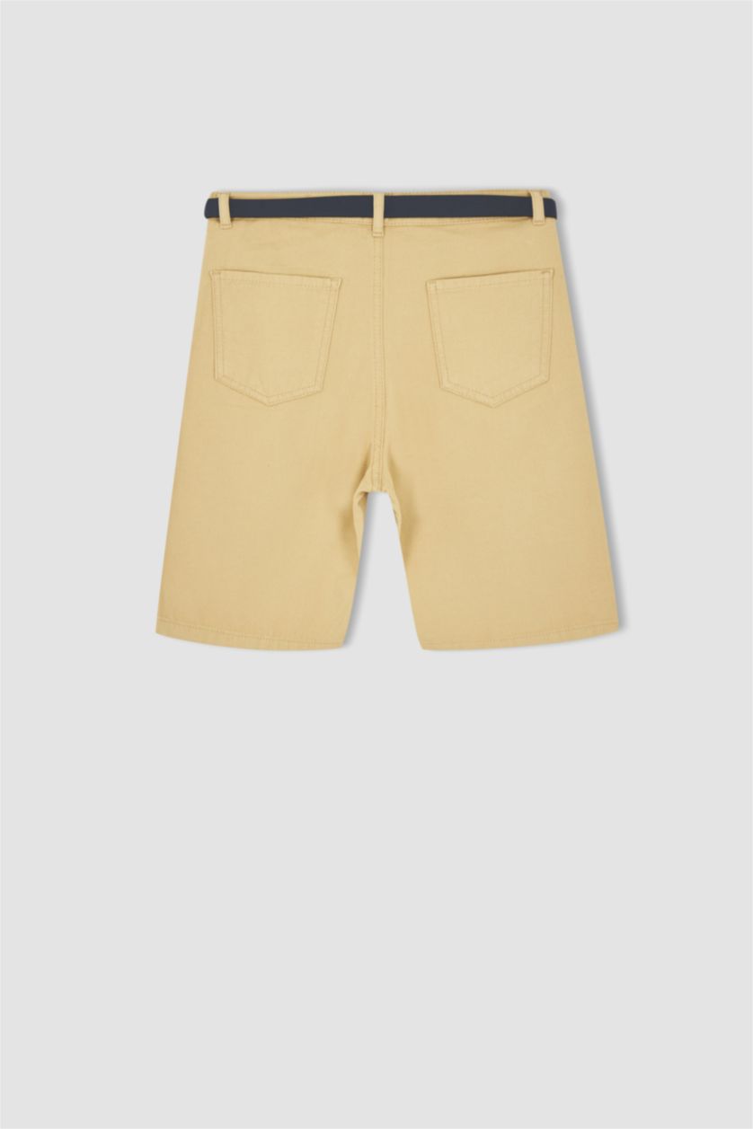 Мальчики и подростки Бежевый Шорты бермуды с ремнем для мальчиков