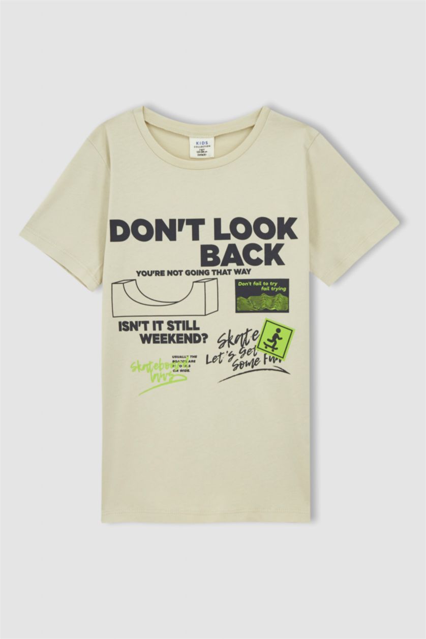 BOYS & TEENS Stone Boy Regular Fit Crew Neck Short Sleeve Slogan Print T-Shirt