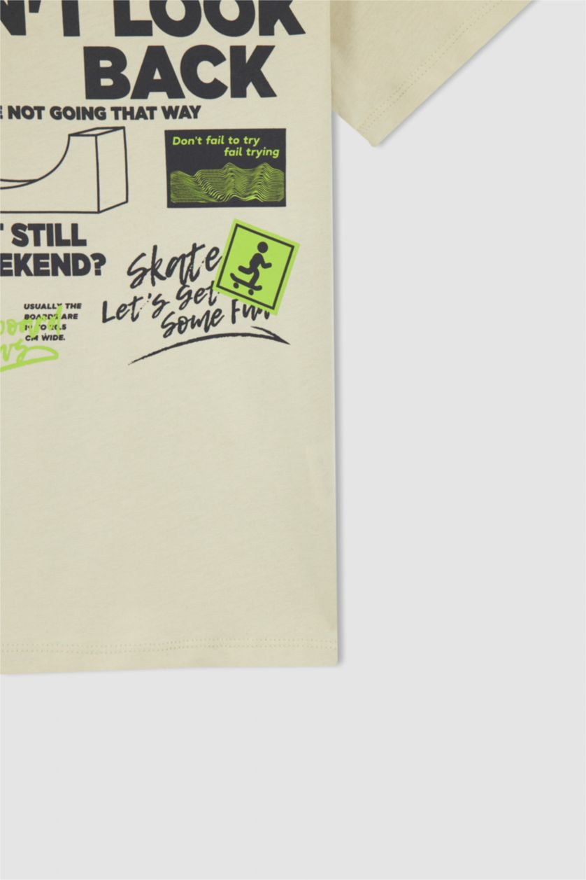 BOYS & TEENS Stone Boy Regular Fit Crew Neck Short Sleeve Slogan Print T-Shirt