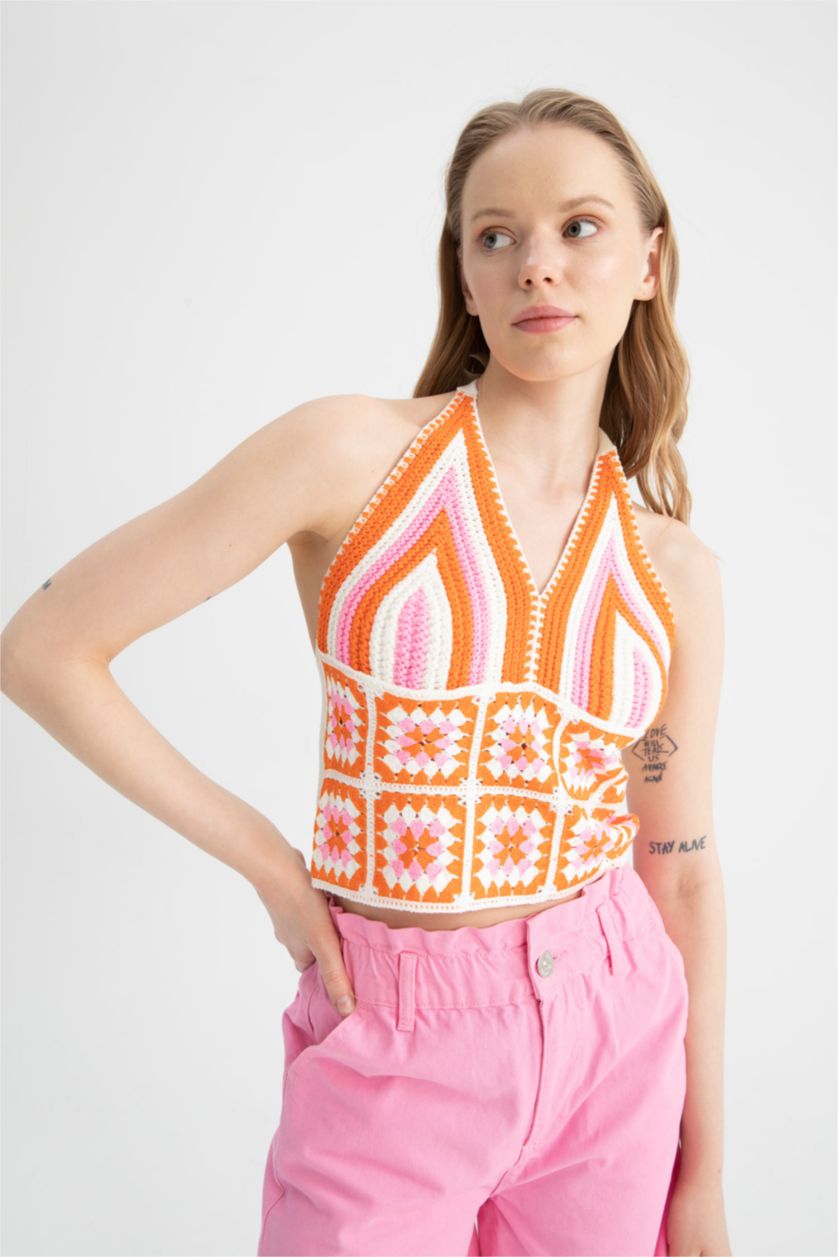 WOMAN Ecru Fitted V Neck Sleeveless Camisole Vest